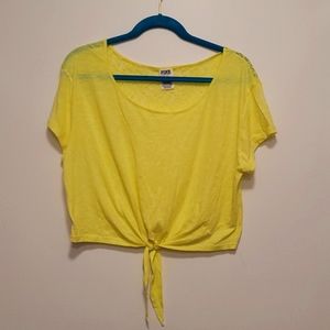 PINK Neon yellow crop top small